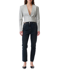 Mado long-sleeved leather blouse - Smoke Grey