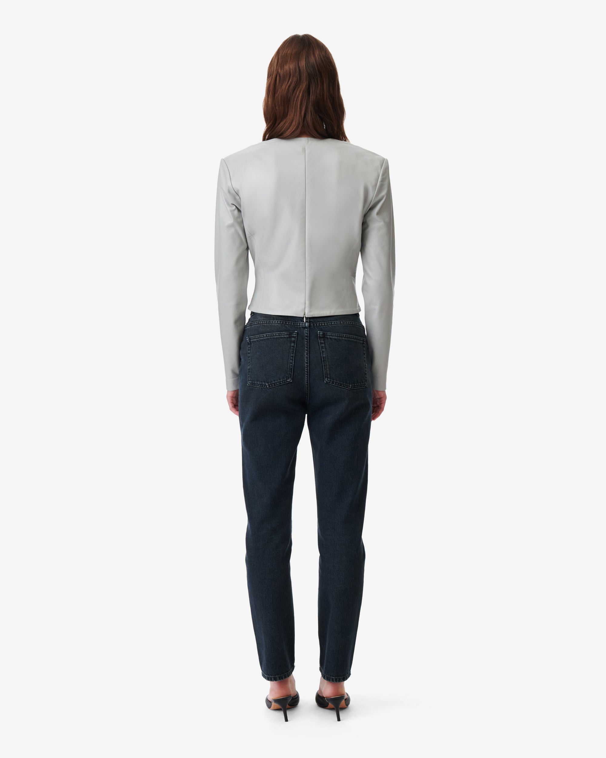 Mado long-sleeved leather blouse - Smoke Grey