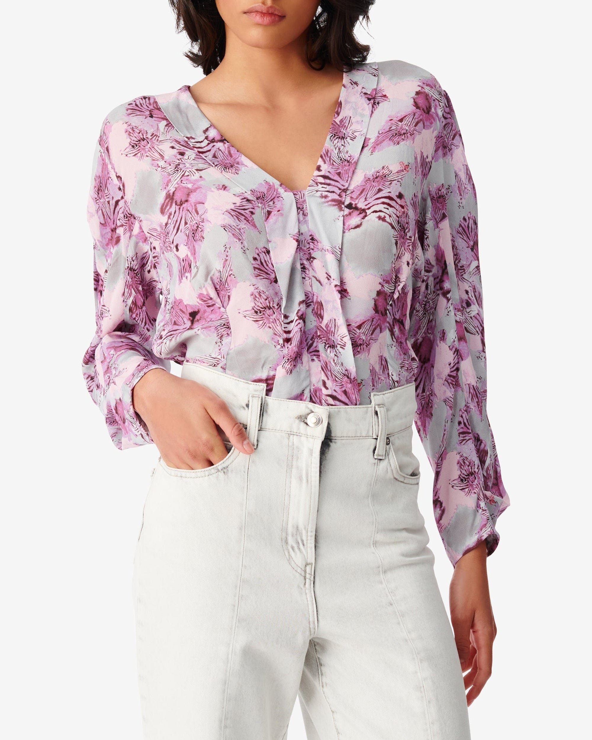 Oralia long-sleeved blouse - Purple & Grey