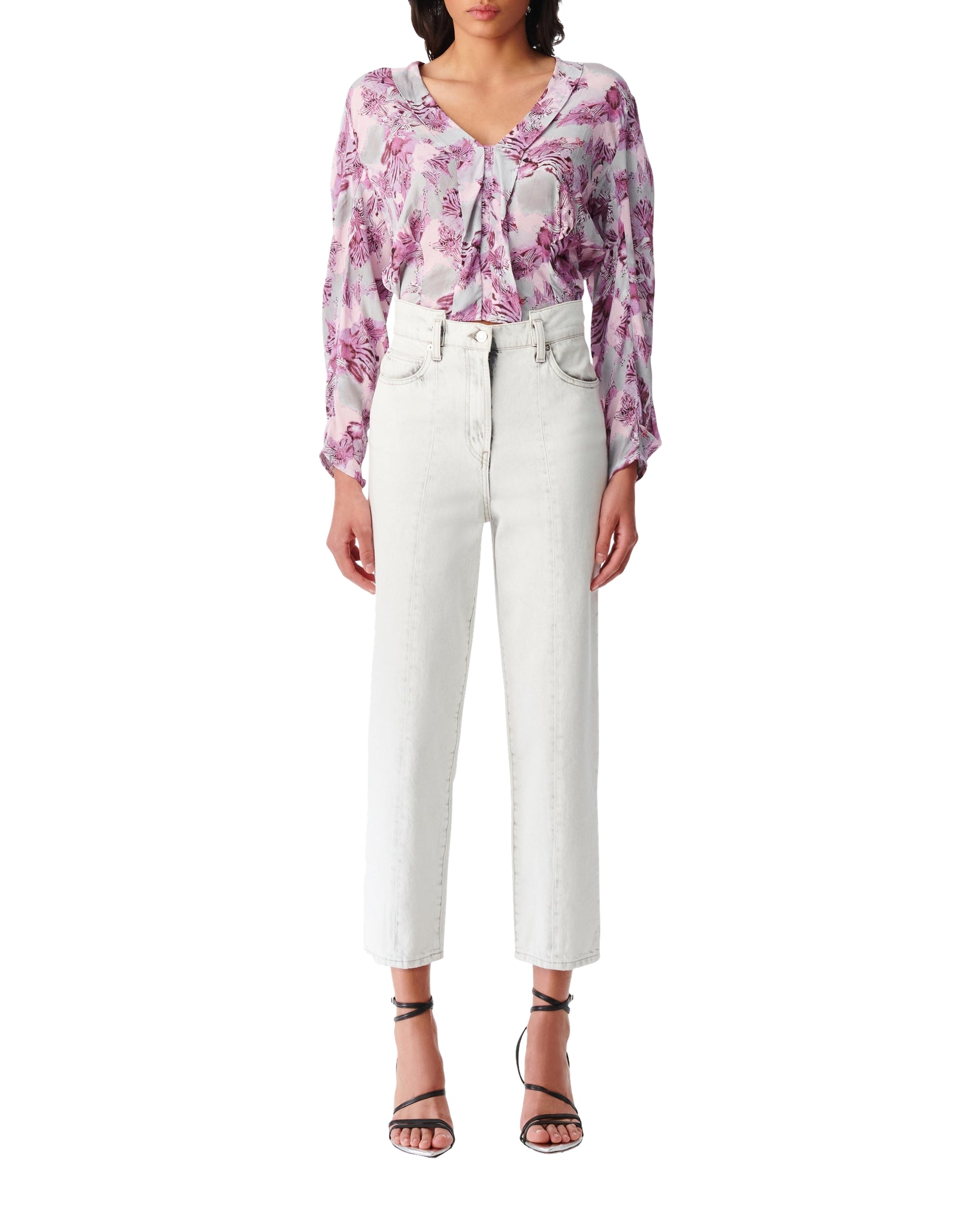Oralia long-sleeved blouse - Purple & Grey