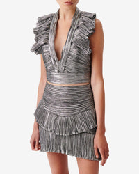 Qadira silk halter top - Silver