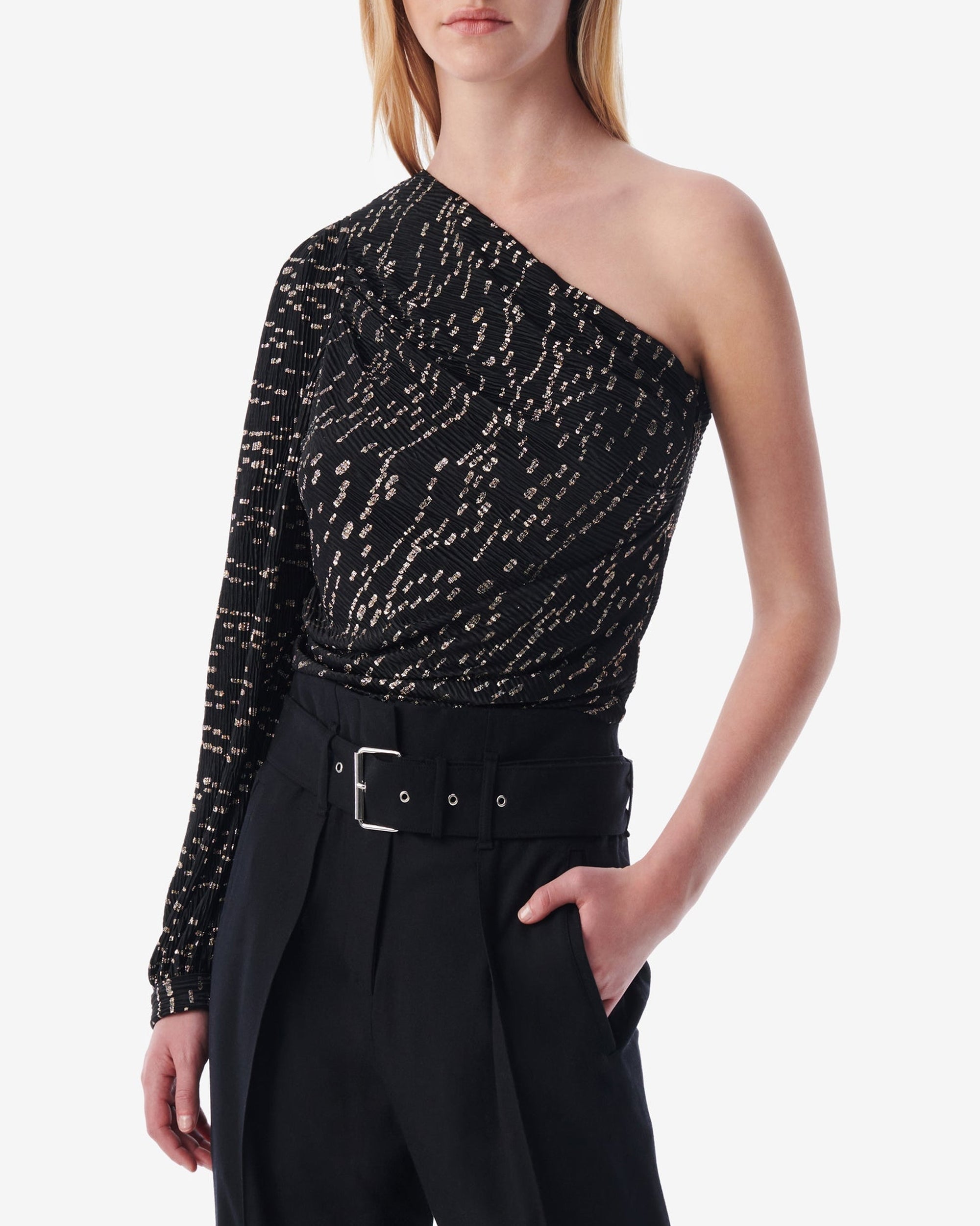 Rayna asymmetrical top - Black & Gold