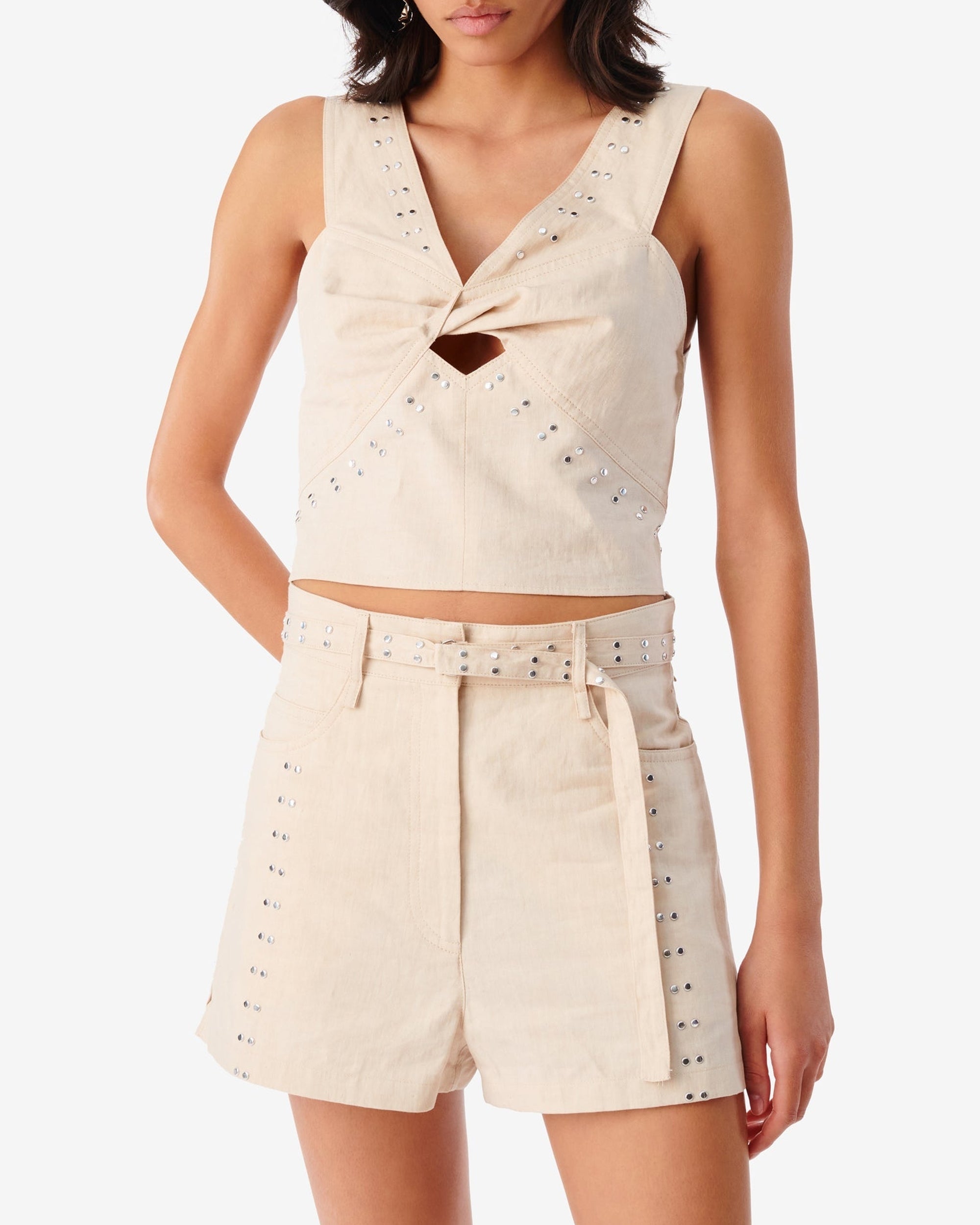 Ryad top in linen - Light Beige
