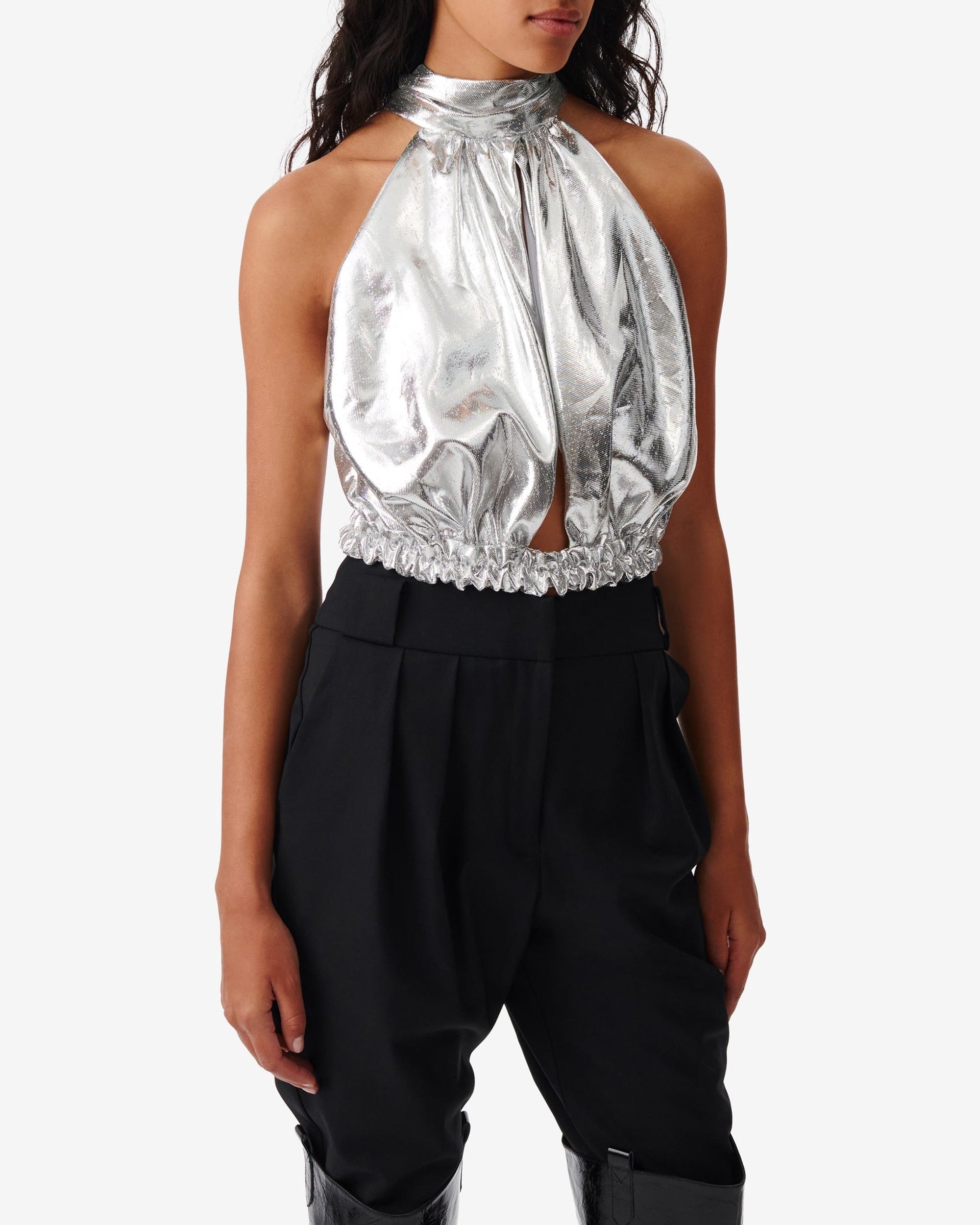 Sorya silk top - Silver