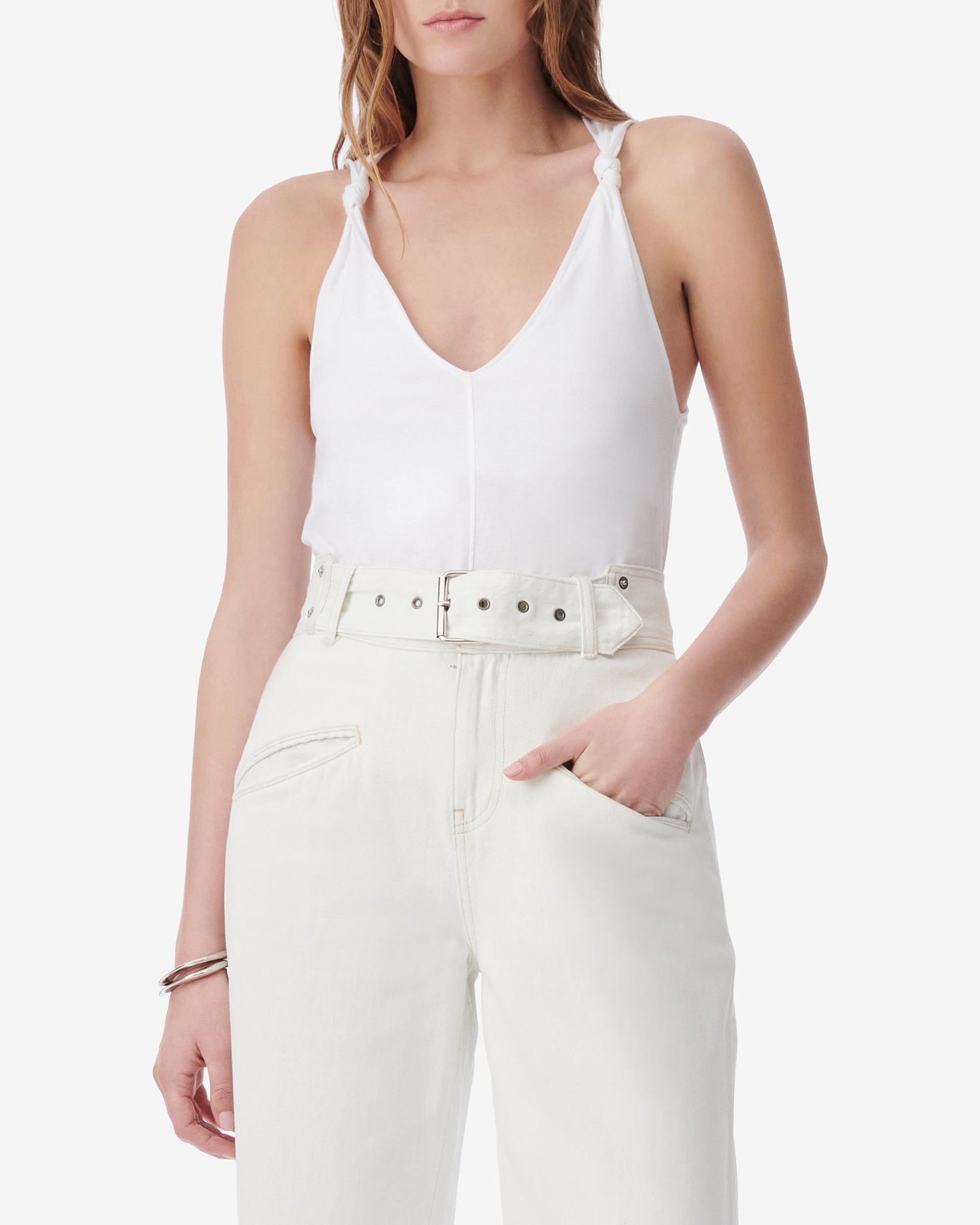 Tekkio cross-strap top - White