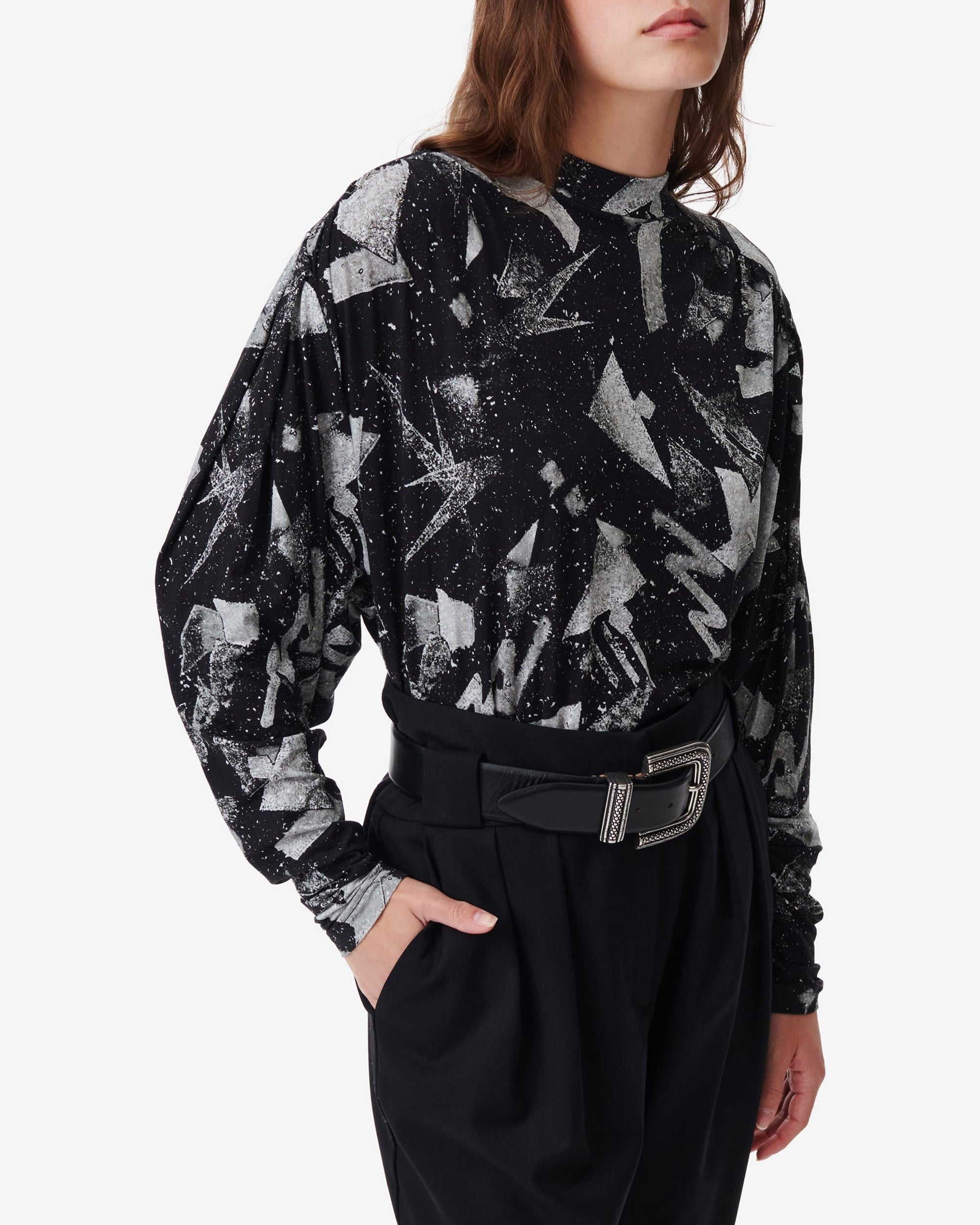 Yolani long-sleeved blouse - Black & Silver