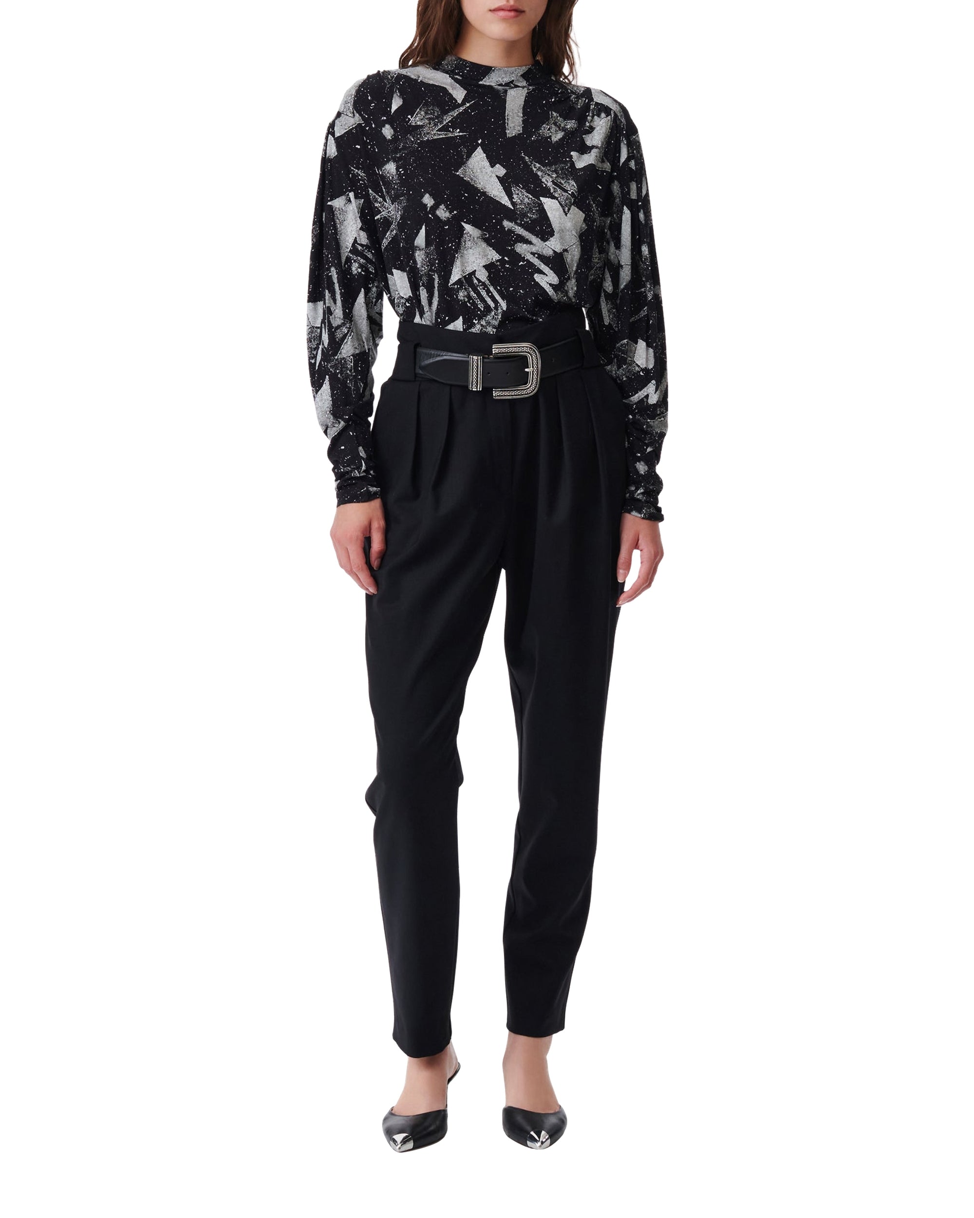 Yolani long-sleeved blouse - Black & Silver