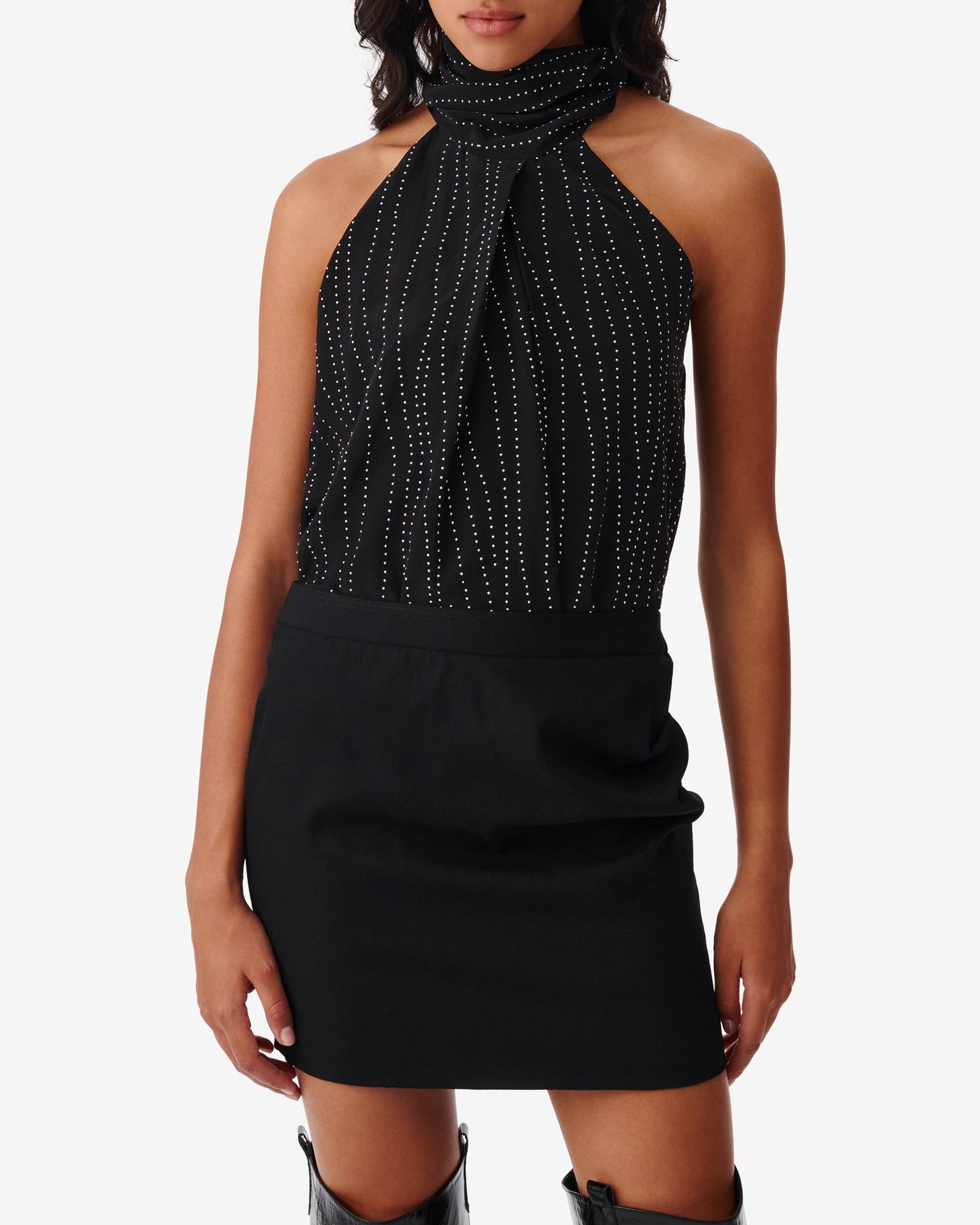 Zei sleeveless silk blend top - Black