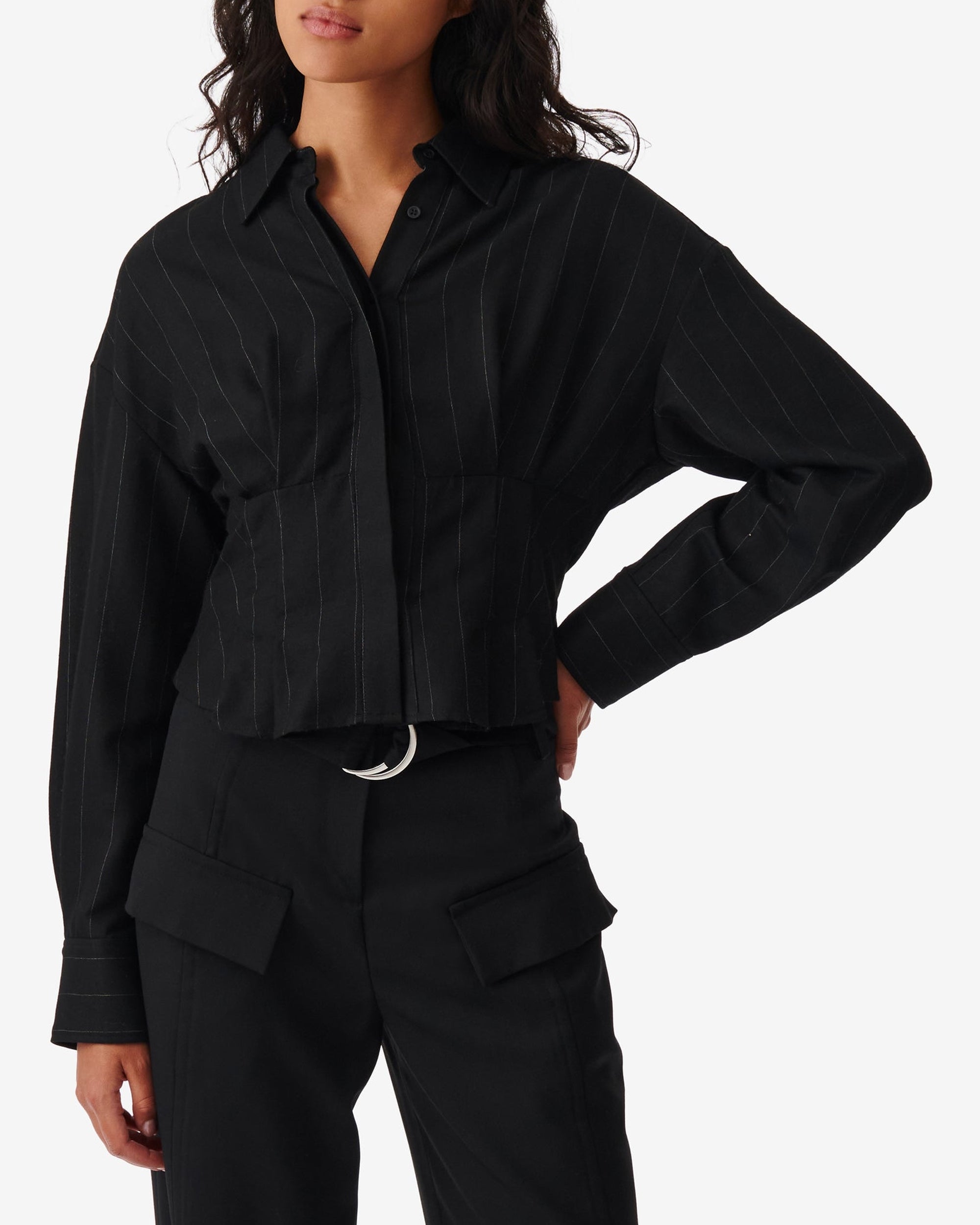 Jannie wool blend shirt - Black & White