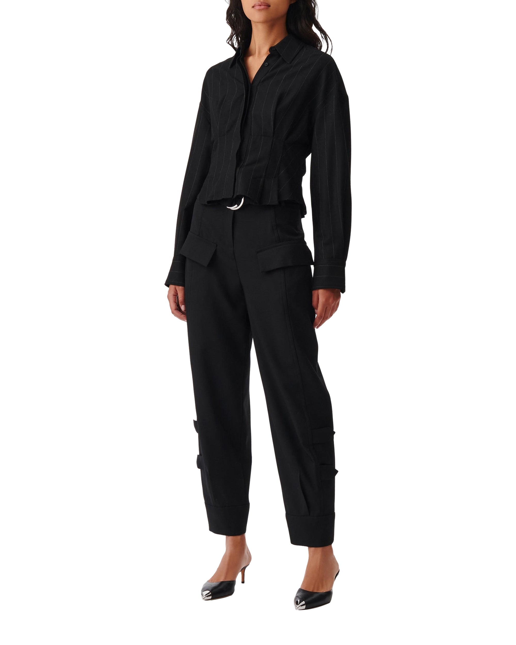 Jannie wool blend shirt - Black & White