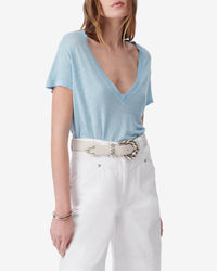 Rodeo short-sleeved t-shirt in linen - Azur Blue