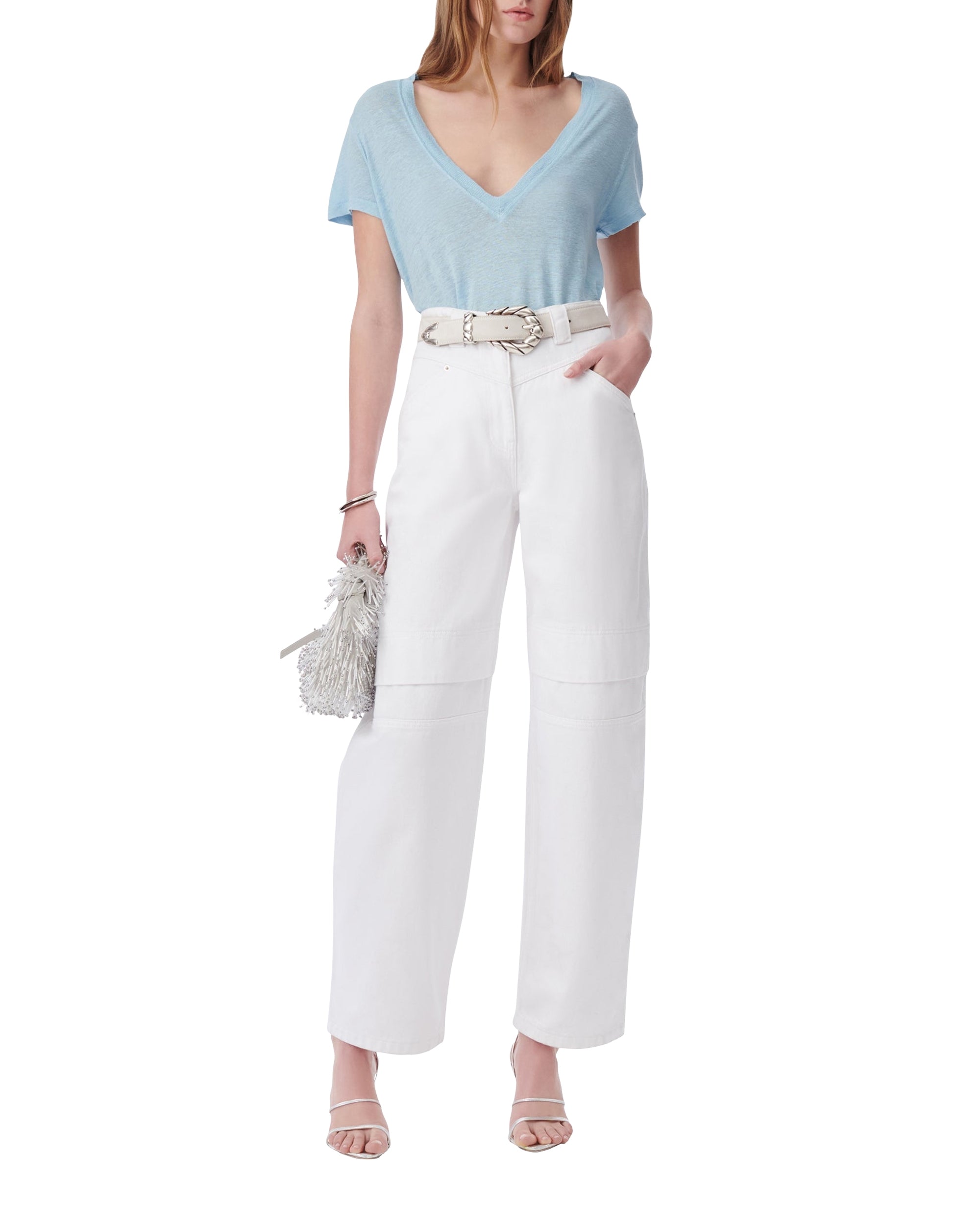 Rodeo short-sleeved t-shirt in linen - Azur Blue