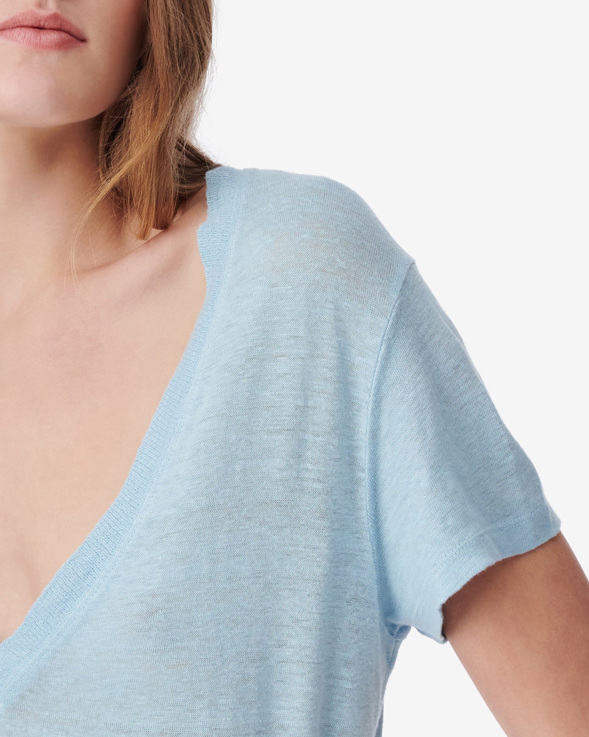 Rodeo short-sleeved t-shirt in linen - Azur Blue