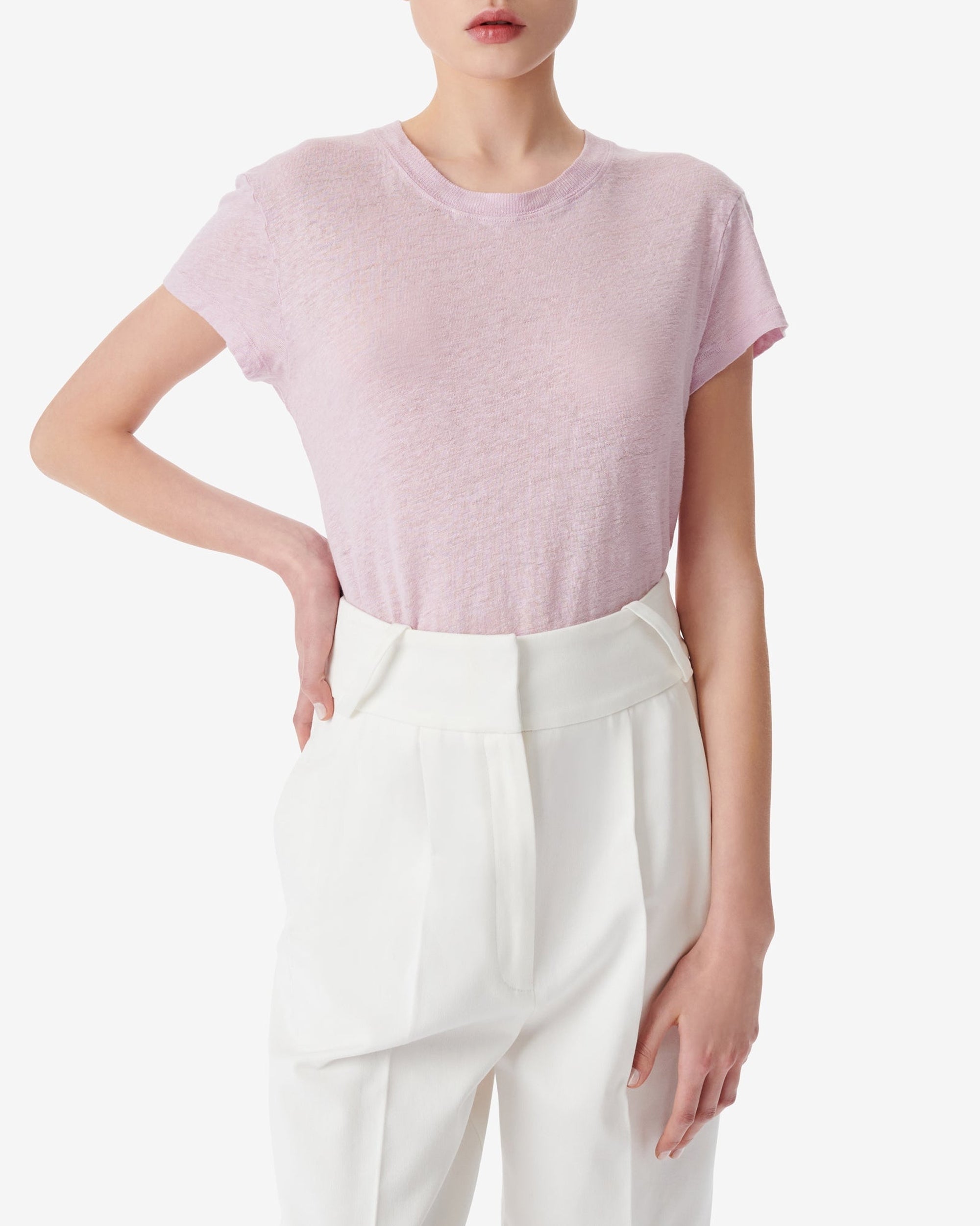 Third linen T-shirt - Light Pink