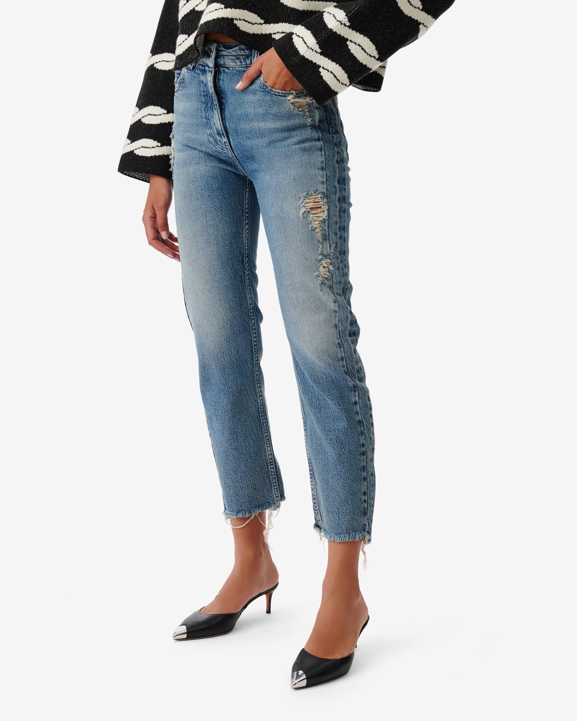 Albury Trousers - Mid Blue Destroy