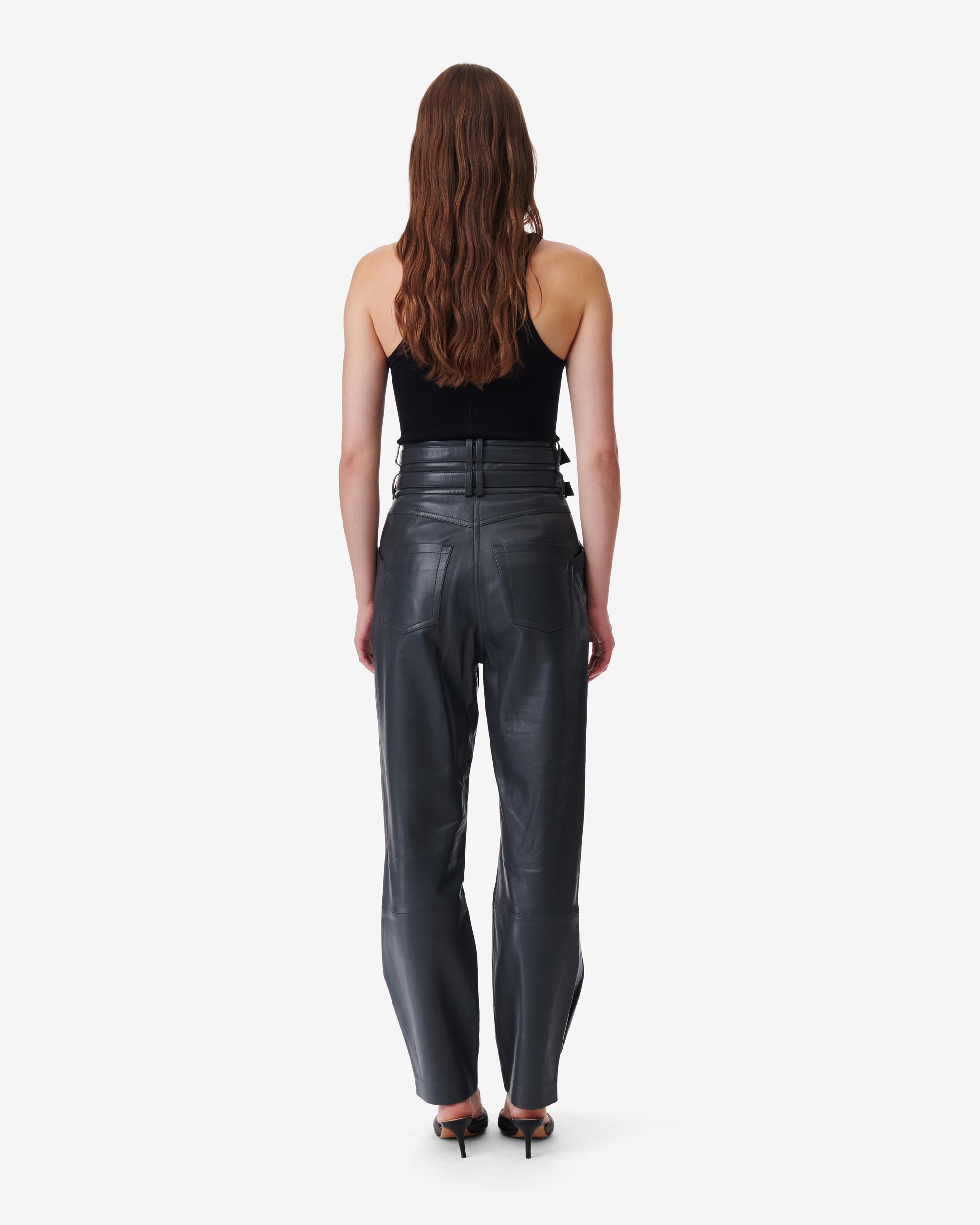 Bratis trousers in leather - Anthracite
