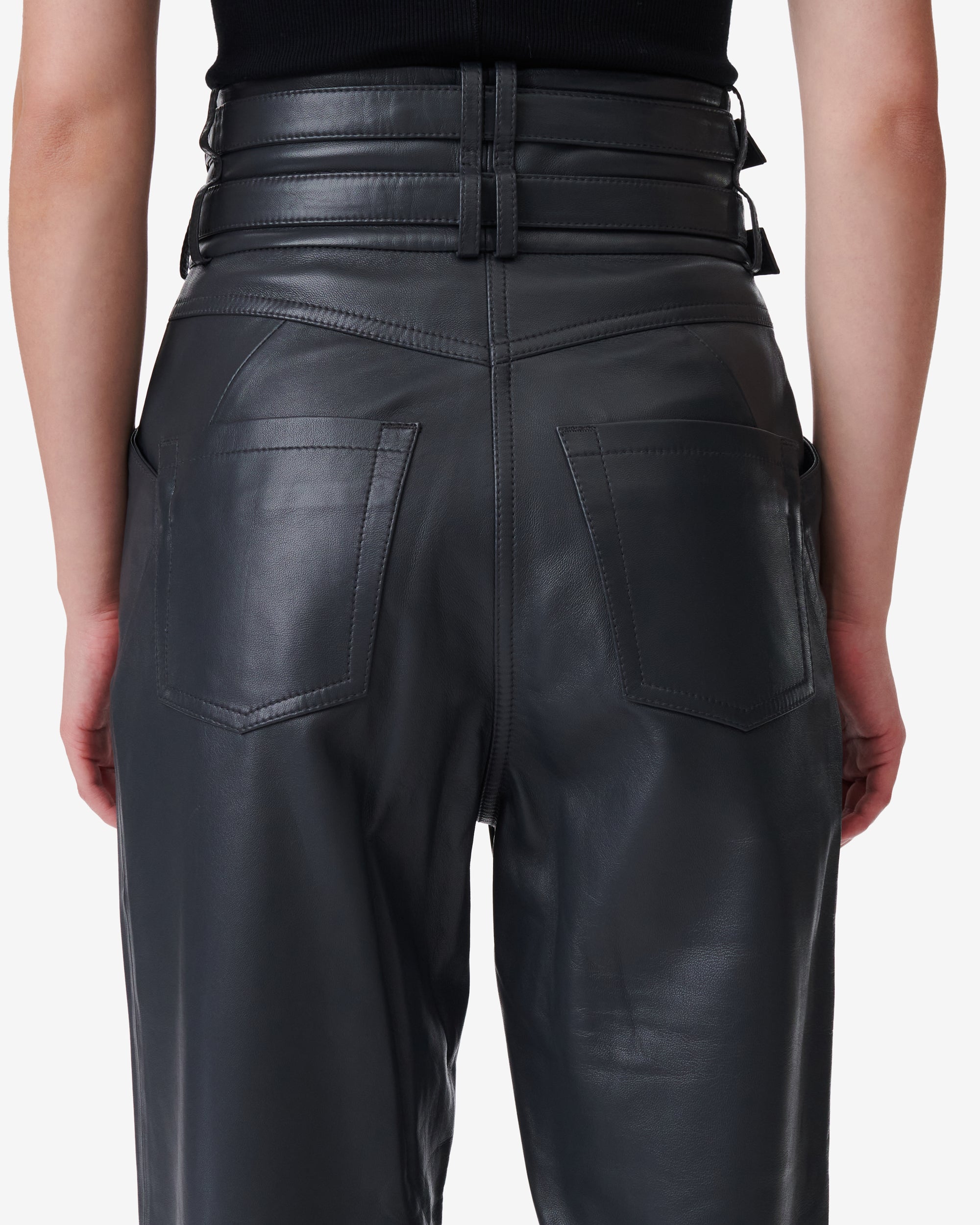 Bratis trousers in leather - Anthracite