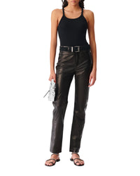 Jalil leather trousers - Black