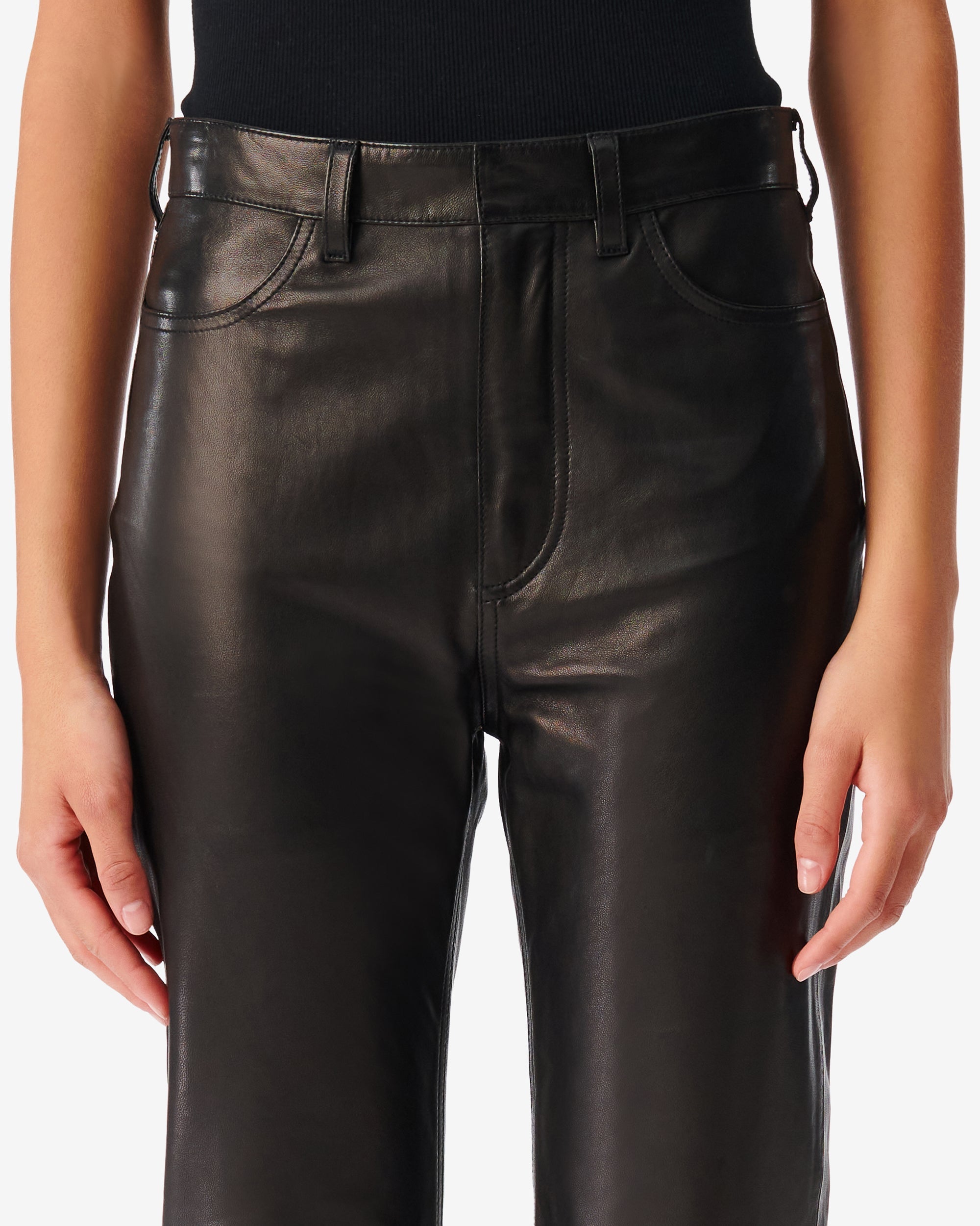 Jalil leather trousers - Black