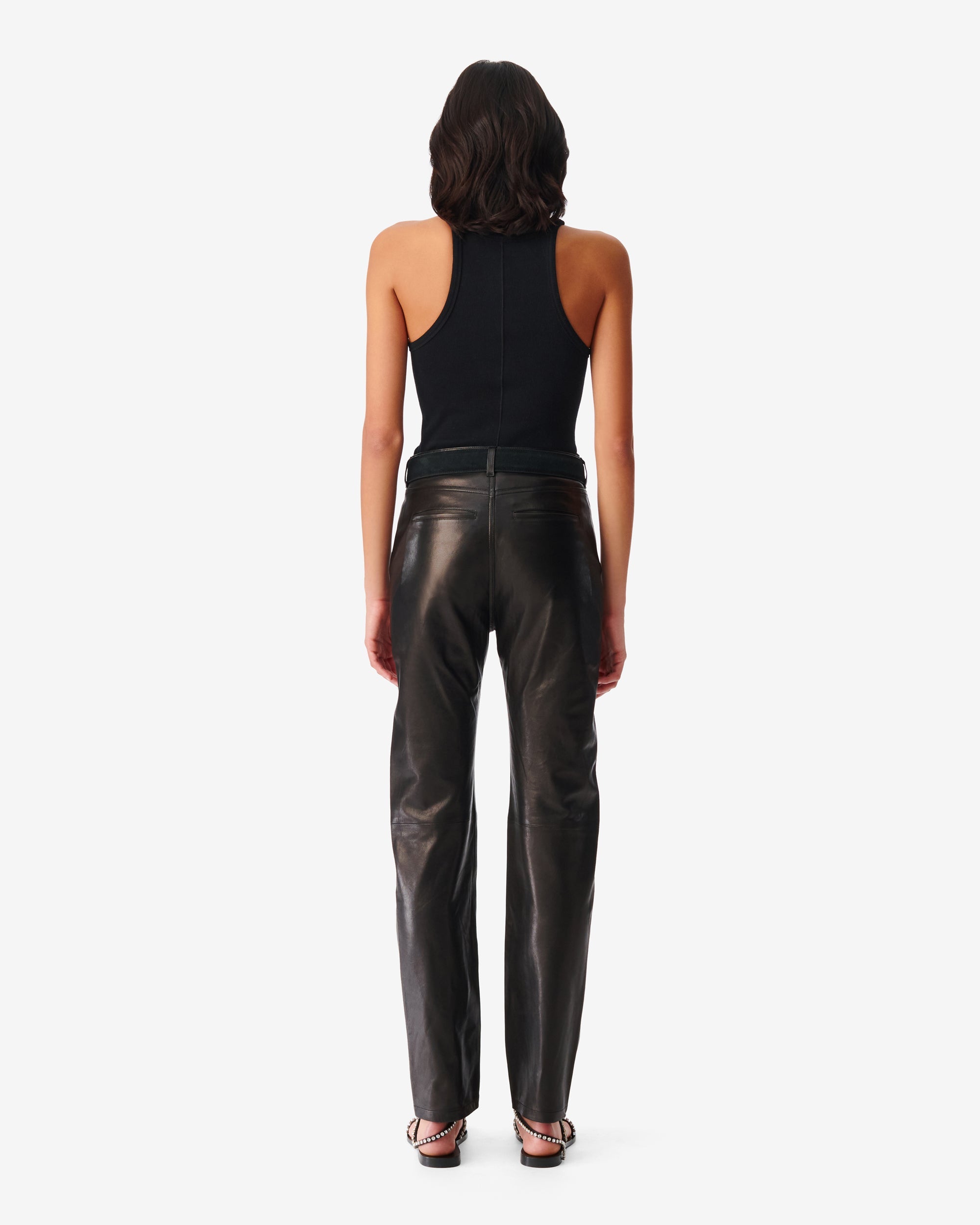 Jalil leather trousers - Black