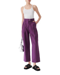 Sabia trousers in linen - Vintage Purple