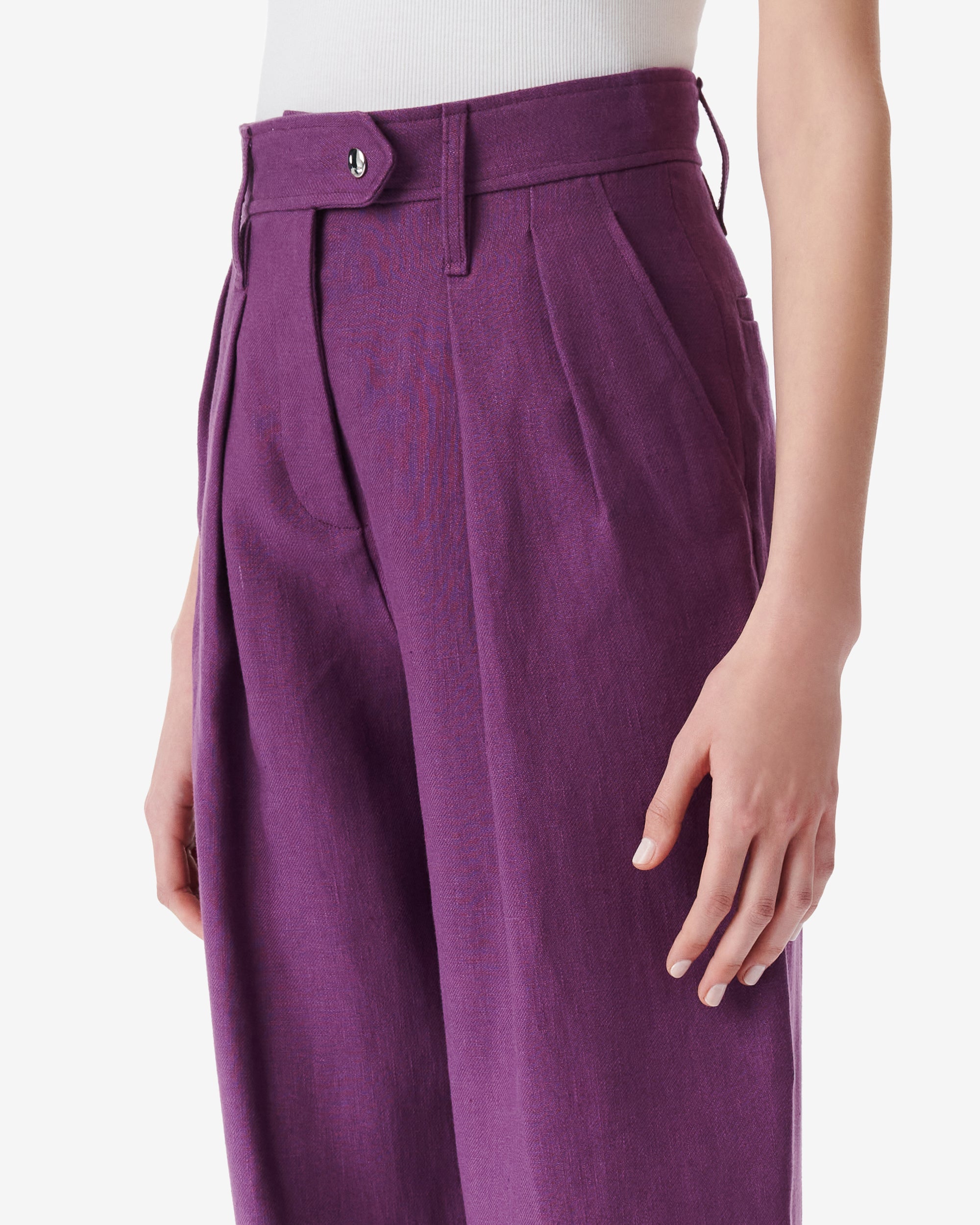 Sabia trousers in linen - Vintage Purple