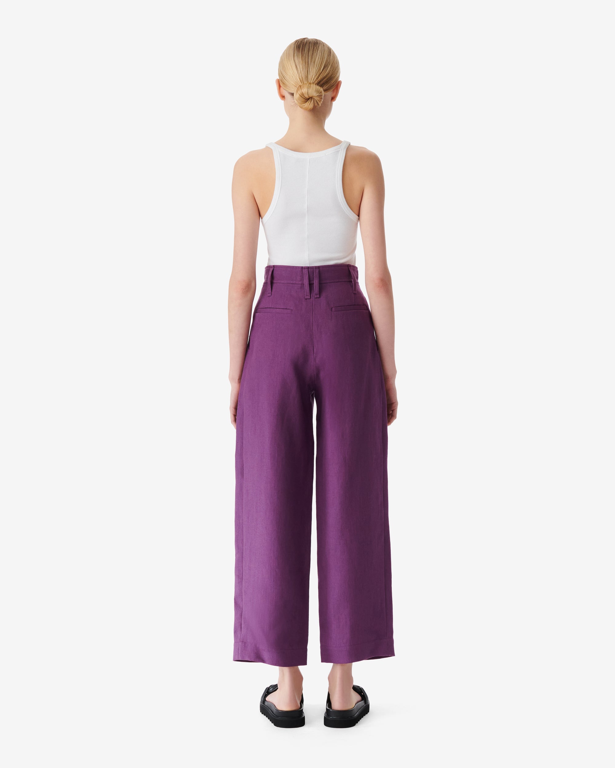 Sabia trousers in linen - Vintage Purple