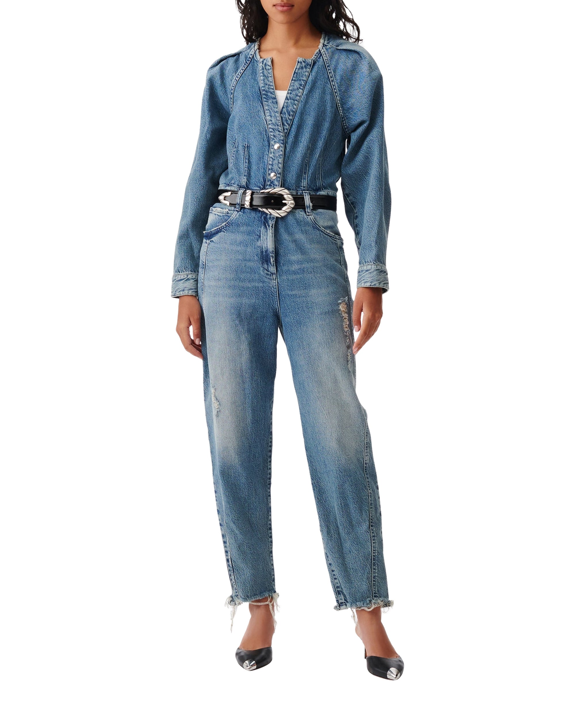 Setia jumpsuit - Mid Blue Destroy