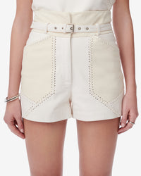 Necati leather shorts - White