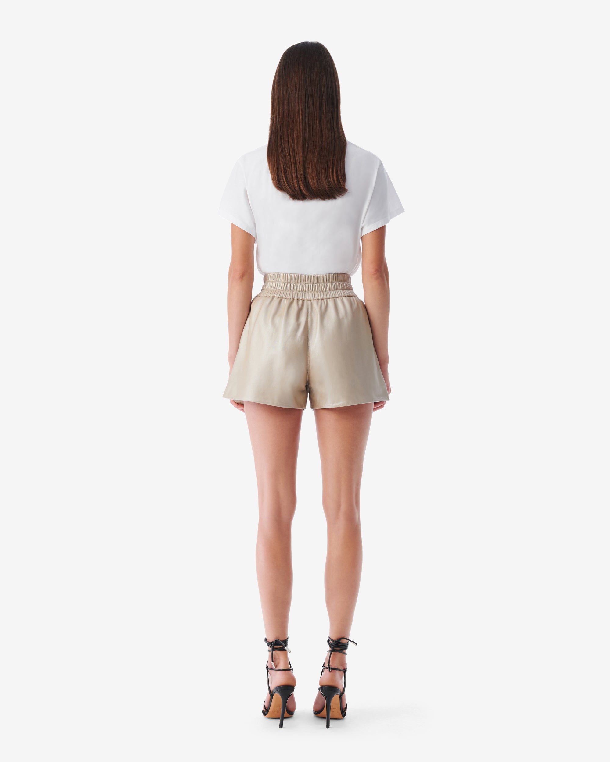 Sultan leather shorts - Pearly Beige