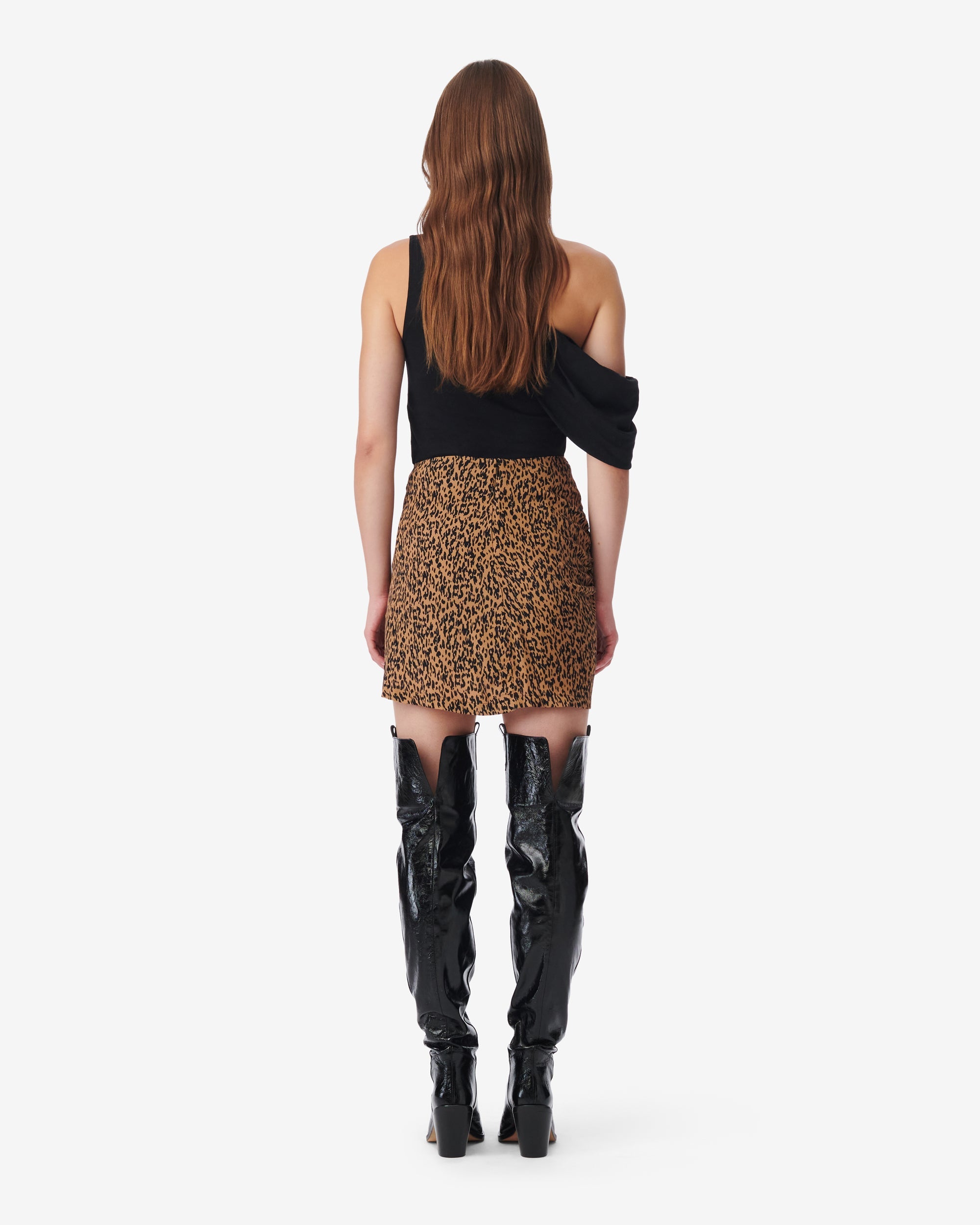 Ethelle skirt in silk mix - Black & Camel
