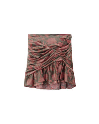Junia short skirt in silk - Black & Pink