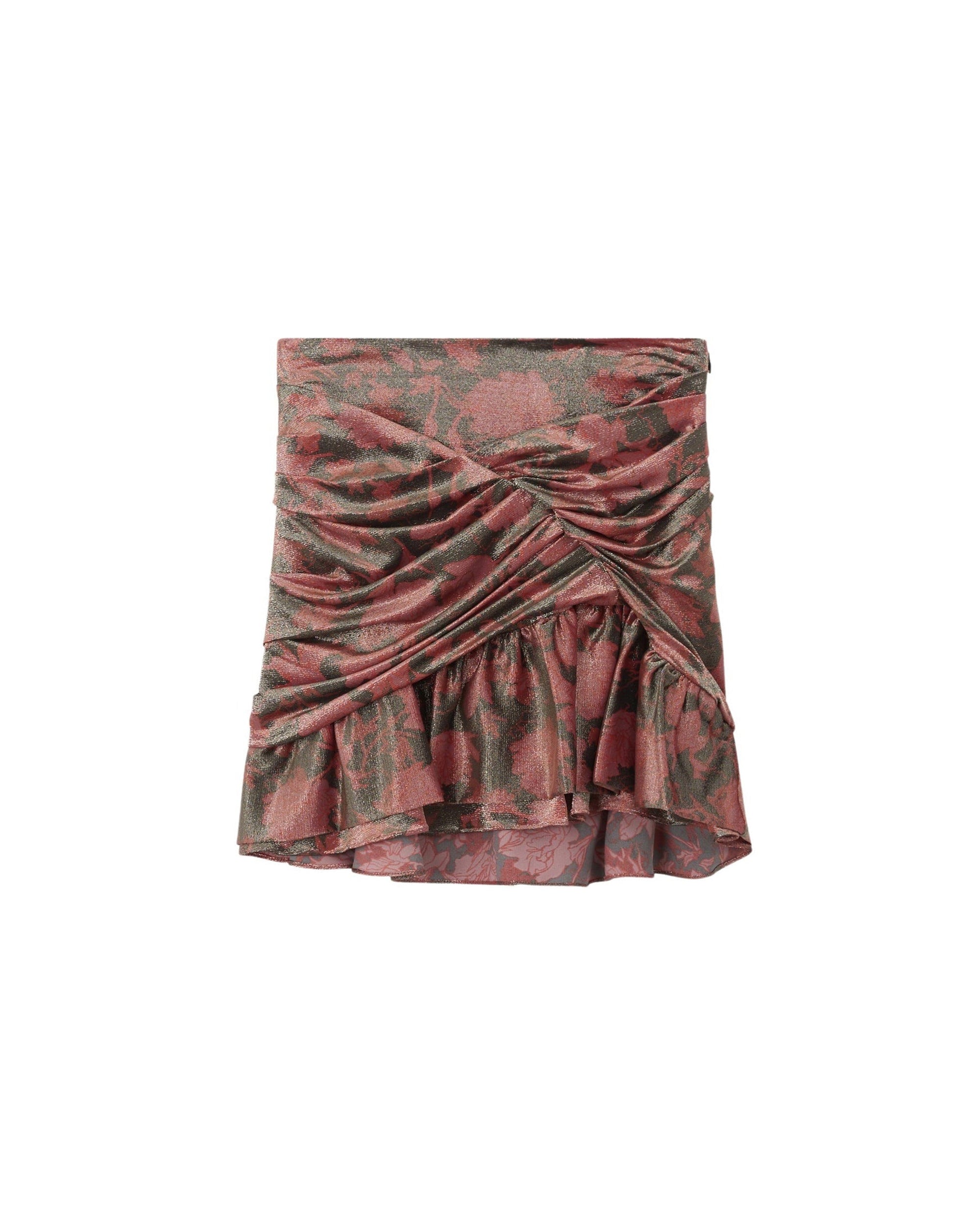 Junia short skirt in silk - Black & Pink