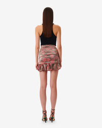 Junia short skirt in silk - Black & Pink