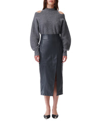 Magali skirt in leather - Anthracite