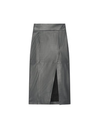 Magali skirt in leather - Anthracite