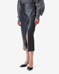 Magali skirt in leather - Anthracite