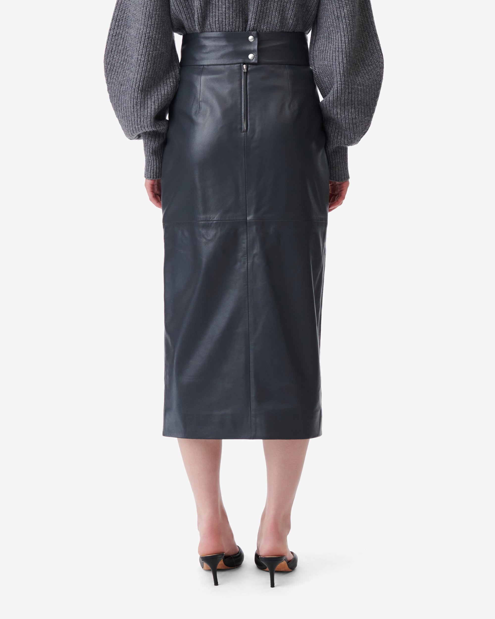 Magali skirt in leather - Anthracite