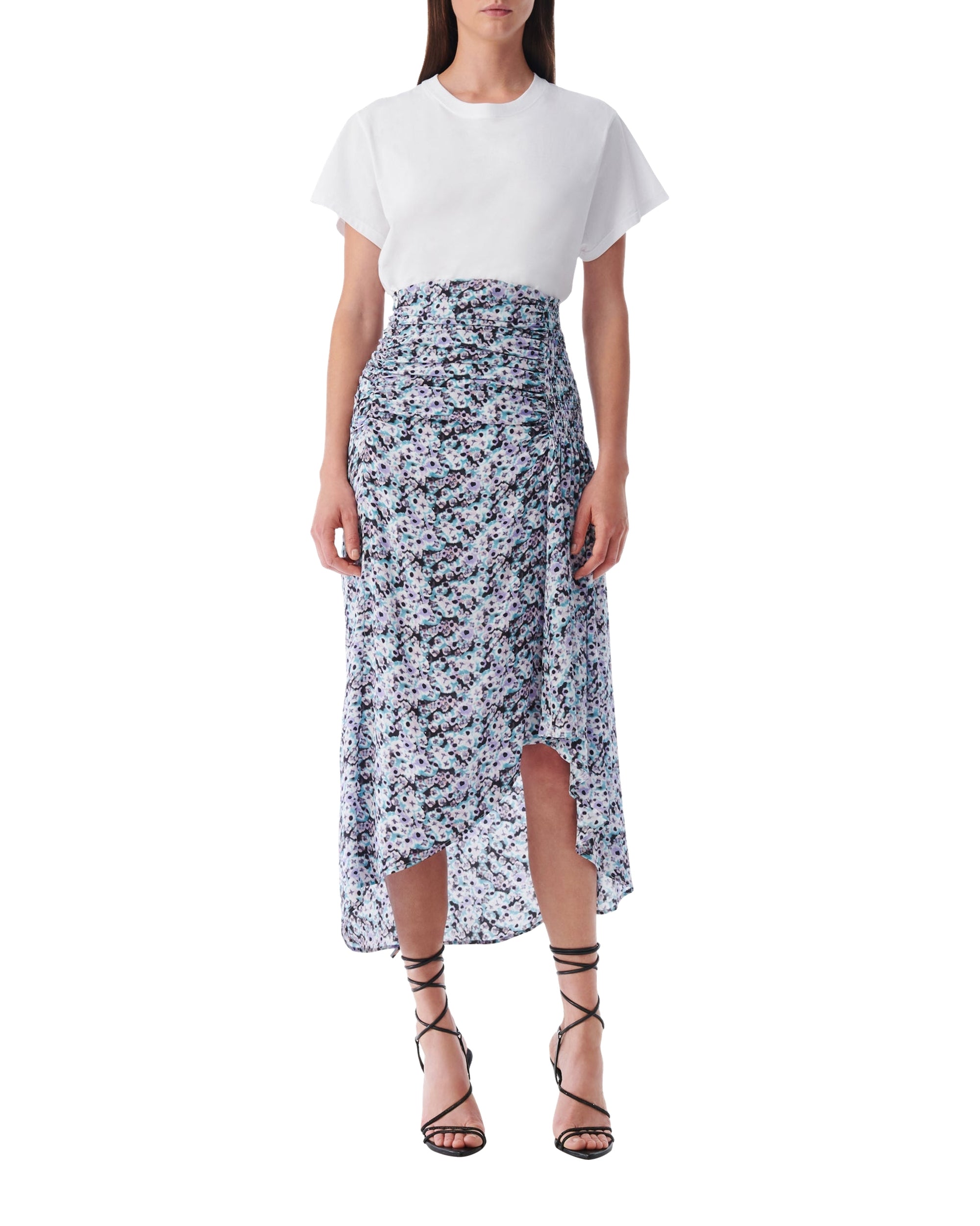 Noseti asymmetrical skirt in silk blend - Multico Blue