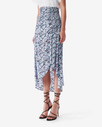 Noseti asymmetrical skirt in silk blend - Multico Blue