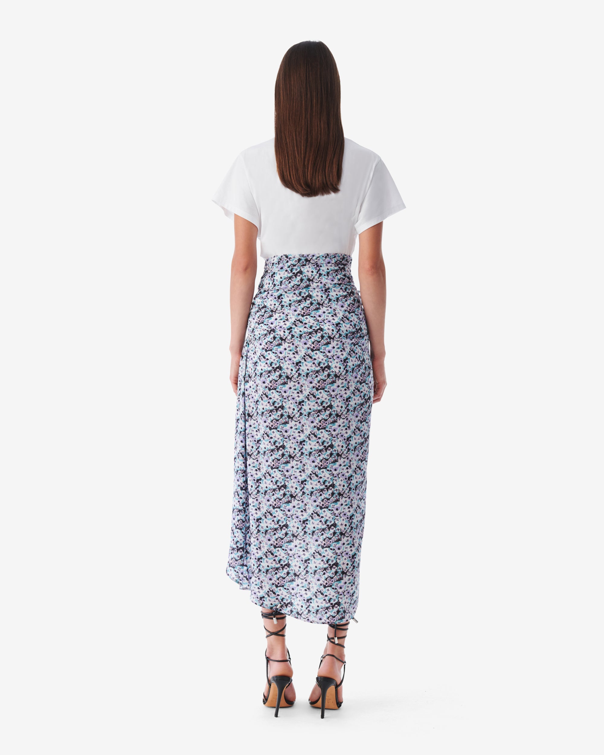 Noseti asymmetrical skirt in silk blend - Multico Blue