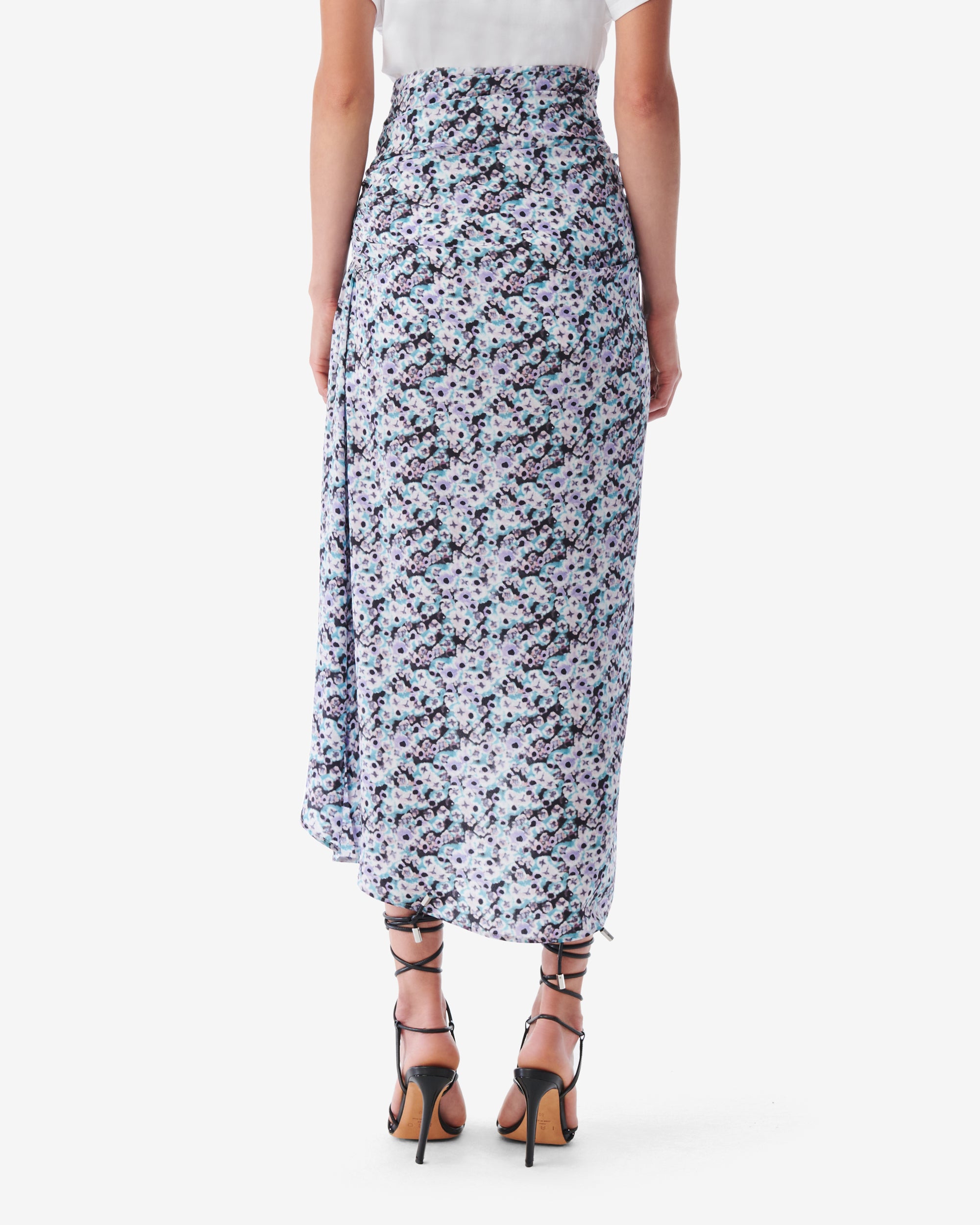 Noseti asymmetrical skirt in silk blend - Multico Blue