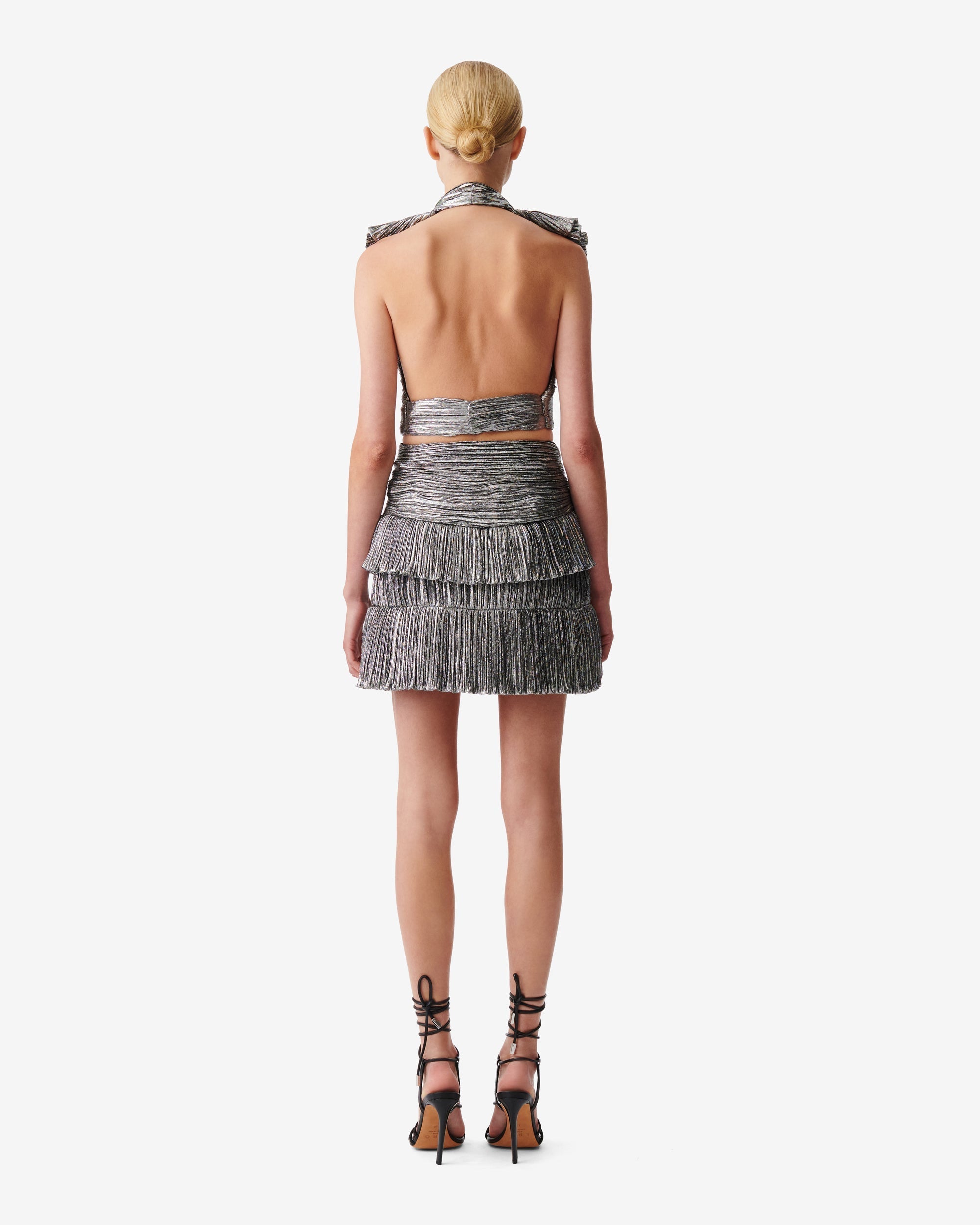 Quora short skirt in silk - Silver