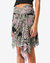 Ripa short skirt in silk - Black Multico