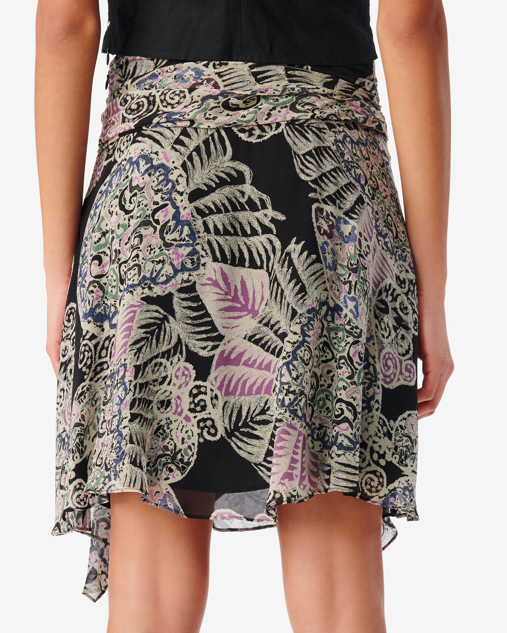 Ripa short skirt in silk - Black Multico