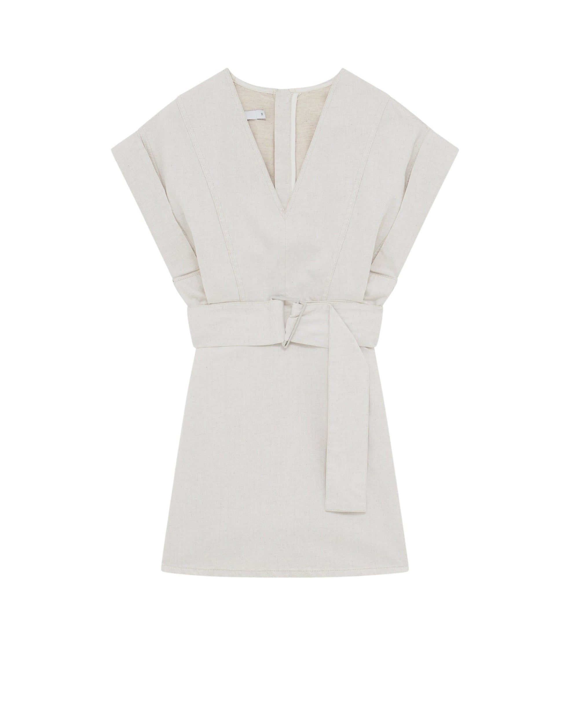 Dorama short dress - Beige & Natural White