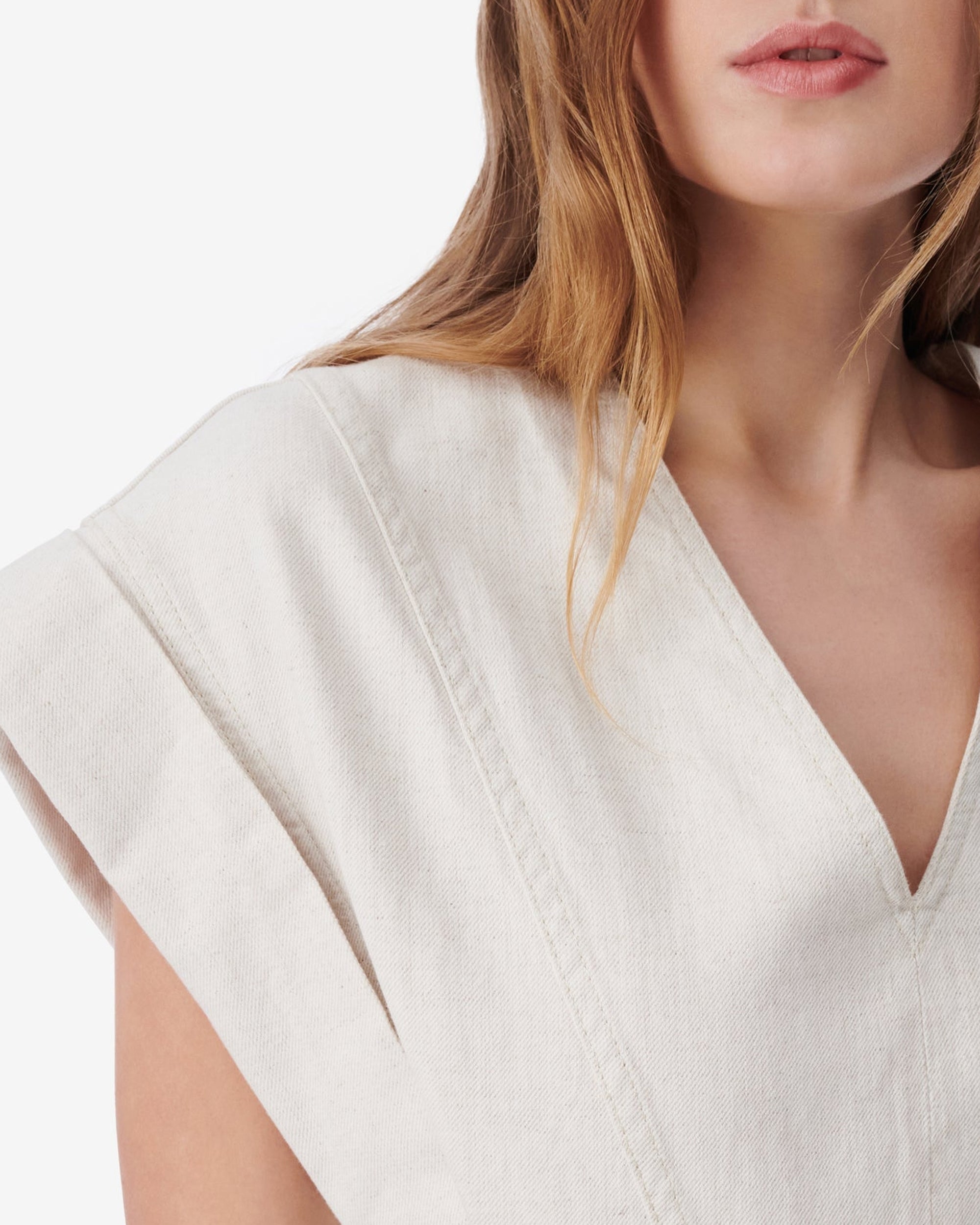 Dorama short dress - Beige & Natural White