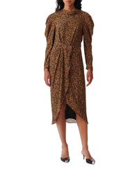 Elyane silk blend dress - Black & Camel