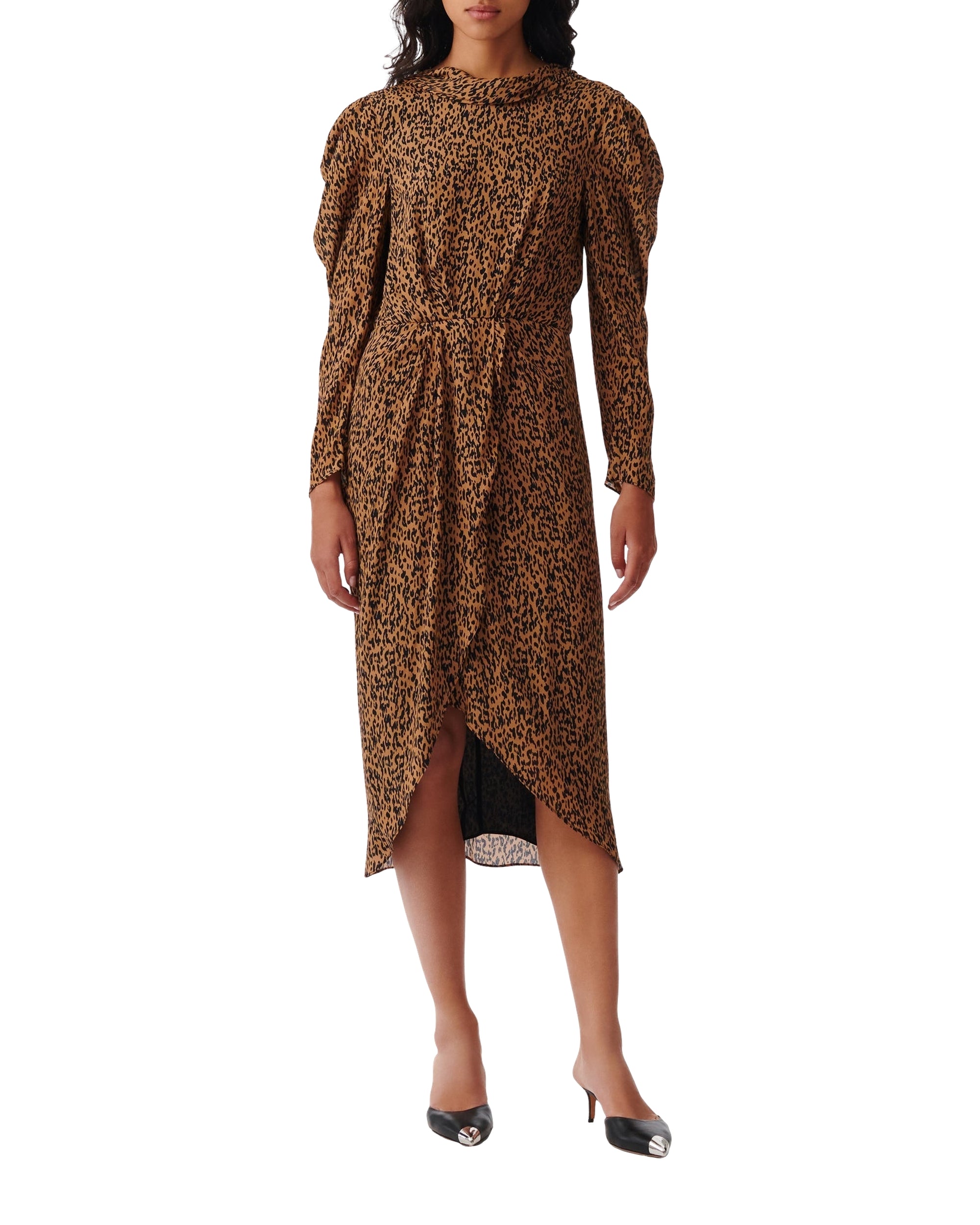 Elyane silk blend dress - Black & Camel