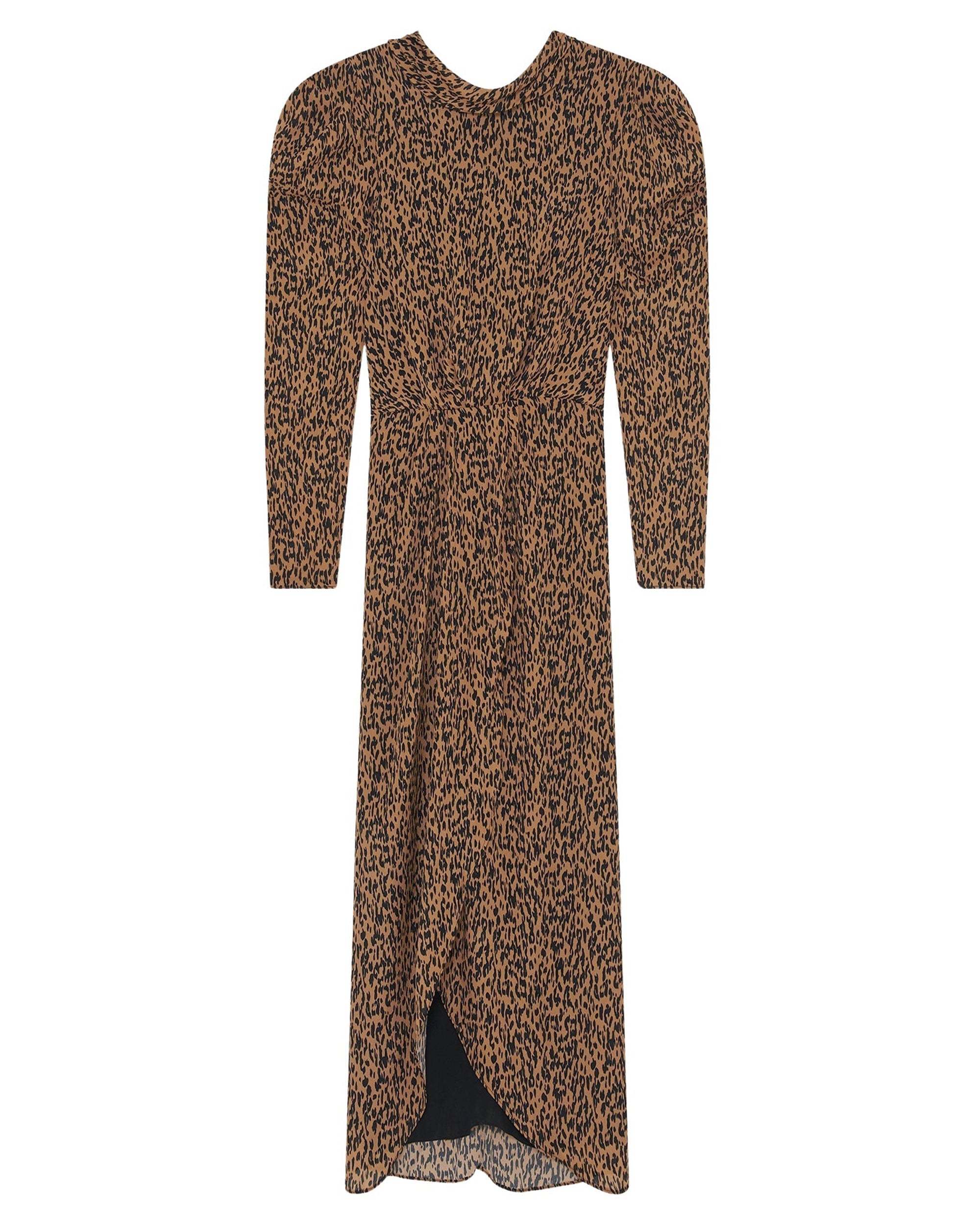 Elyane silk blend dress - Black & Camel